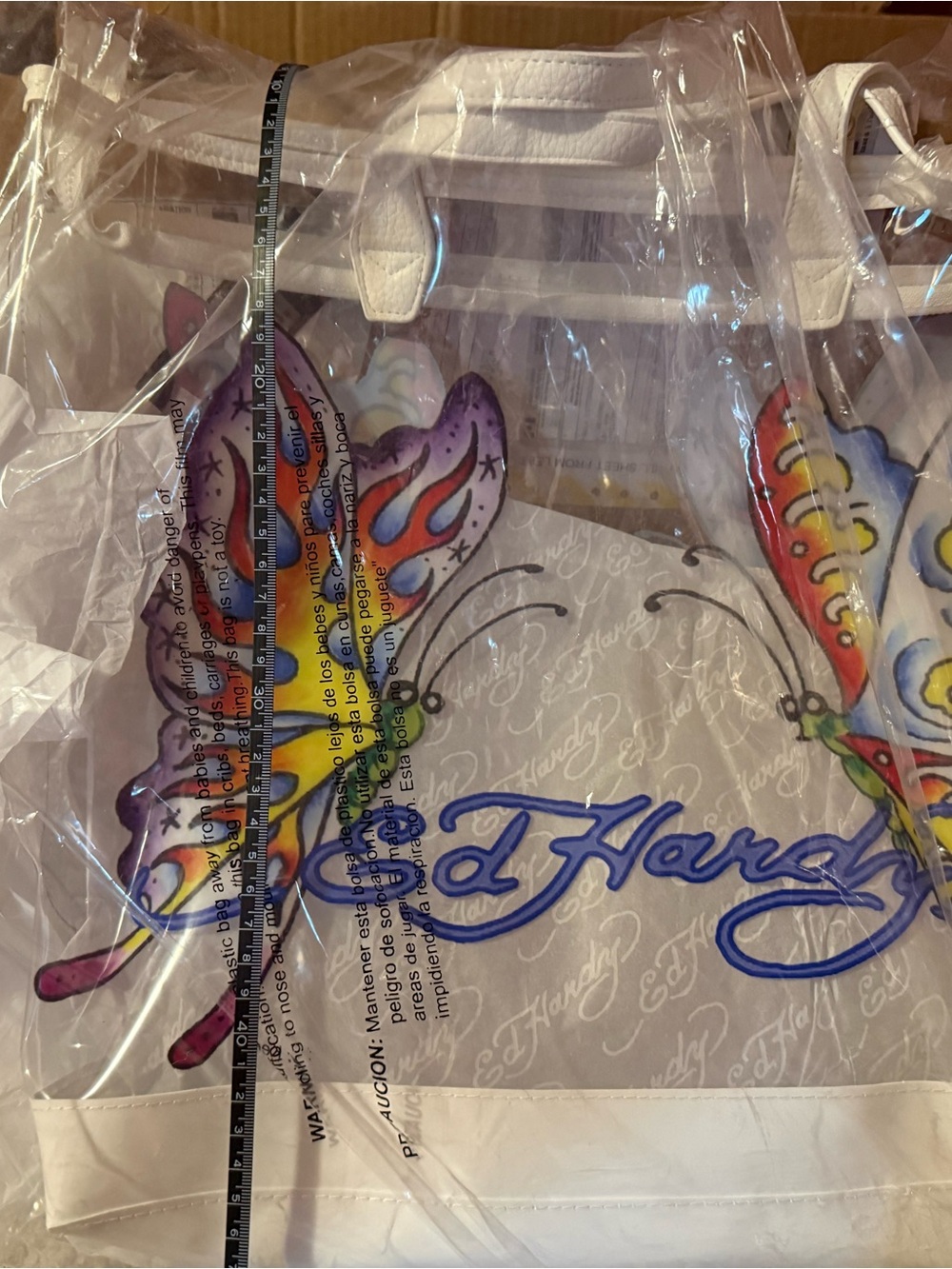 🦋 STUNNING Y2K VINTAGE-VIBE ED HARDY BUTTERFLY CLEAR TOTE 🦋